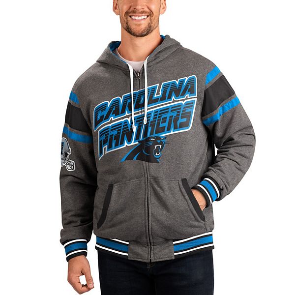 Мужская Толстовка G-III Sports by Carl Banks Черная/Серая Carolina Panthers Extreme Full Back Reversible Hoodie Full-Zip Jacket In The Style