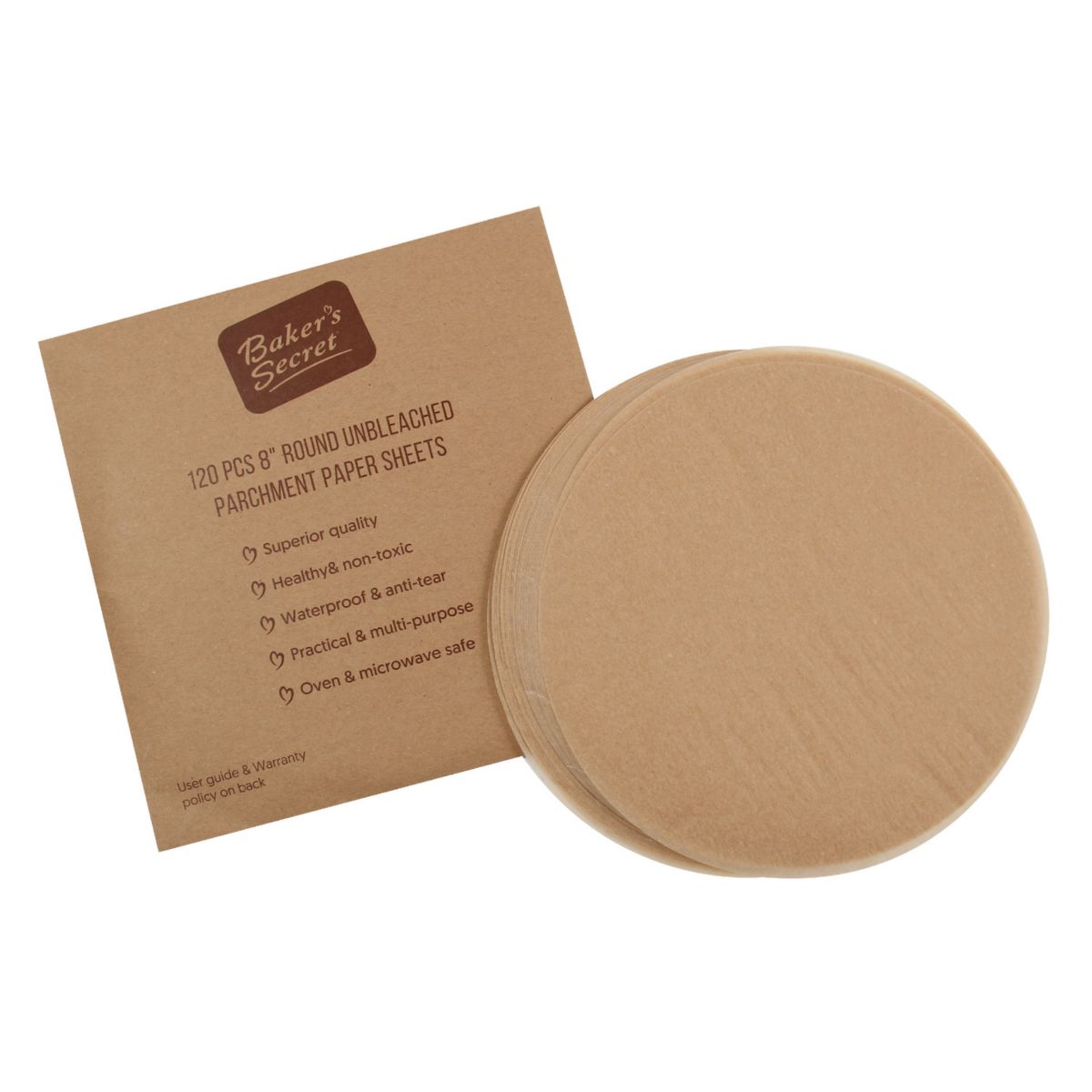 Baker's Secret Paper Microwave Safe Unbleached Parchment Paper Sheets 8&#34; Round Baker's Secret