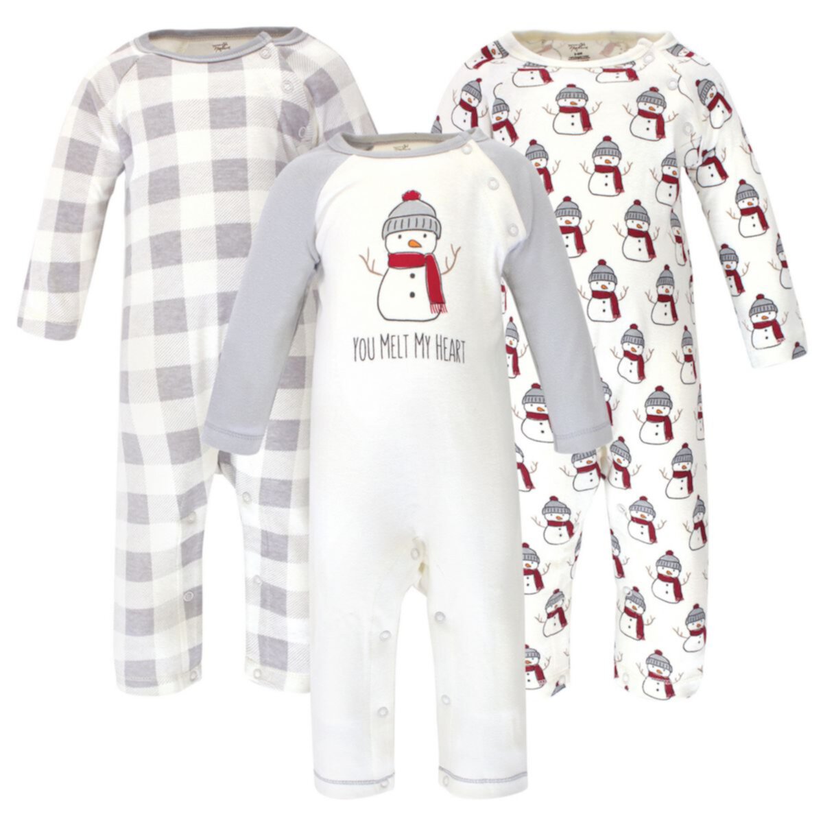 Touched by Nature Baby Organic Cotton Coveralls 3pk, Snowman Touched by Nature