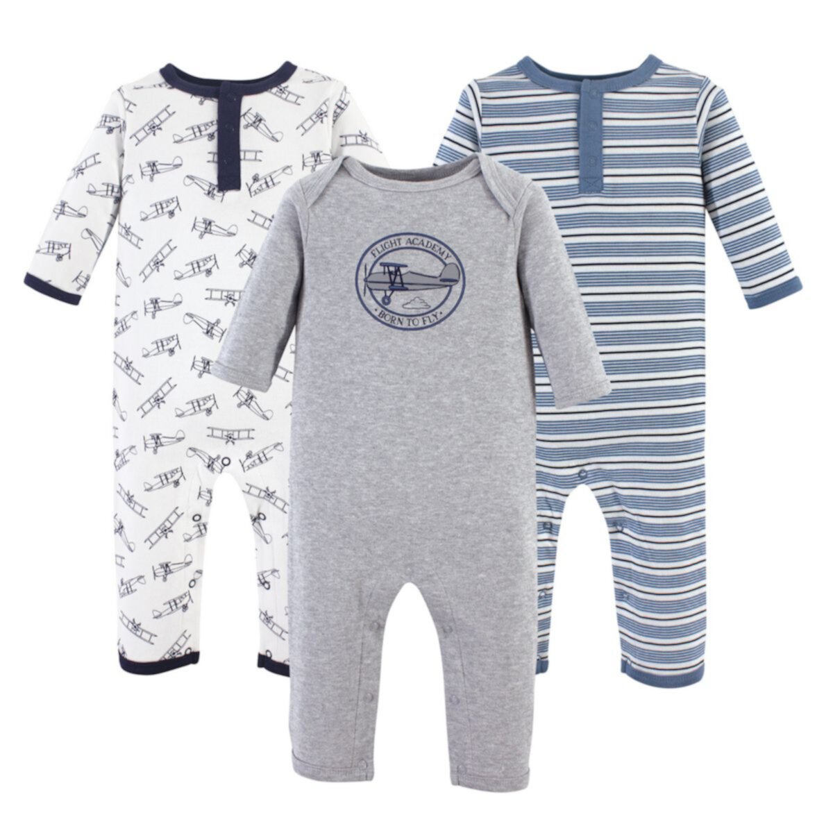 Детские комплекты одежды Hudson Baby Для мальчиков Cotton Coveralls 3pk, Aviation Hudson Baby