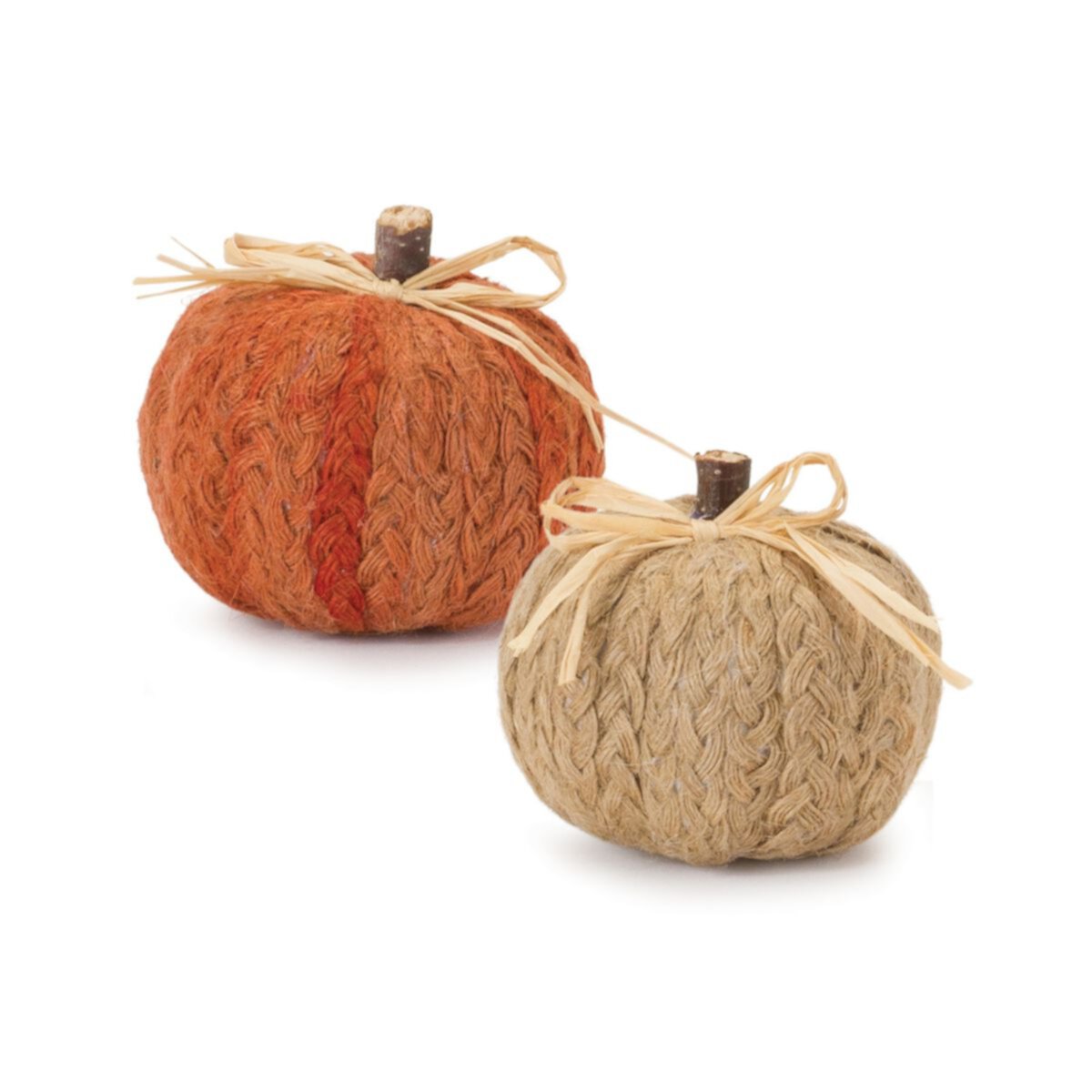 Melrose Braided Fabric Pumpkin Table Décor 2-piece Set Melrose