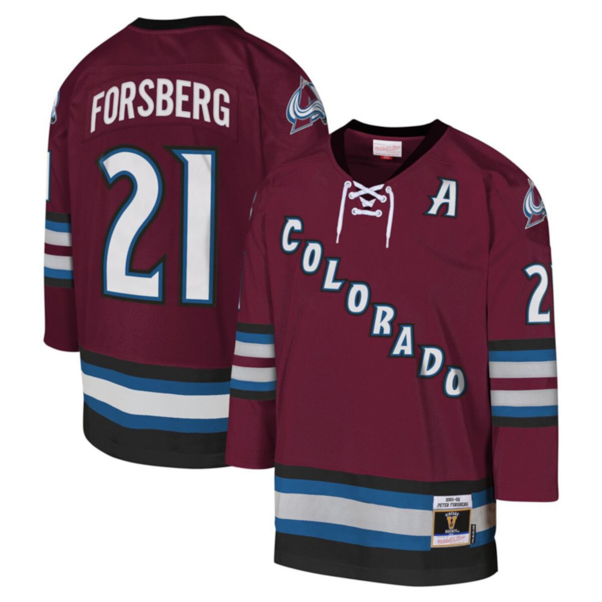 Youth Mitchell & Ness Peter Forsberg Burgundy Colorado Avalanche 2001-02 Blue Line Player Jersey Mitchell & Ness