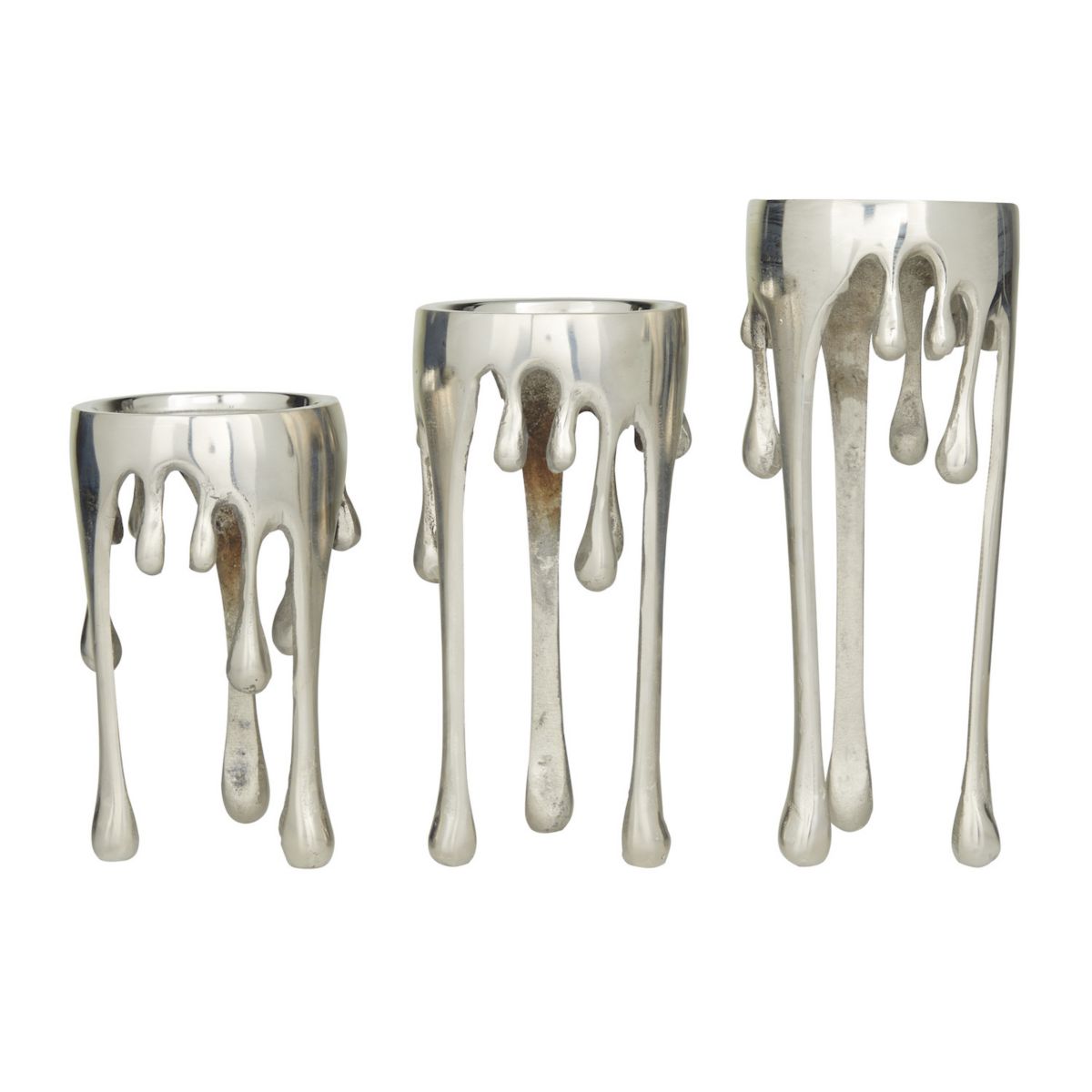 CosmoLiving by Cosmopolitan Dripping Pillar Candle Holder Table Decor 3-piece Set CosmoLiving