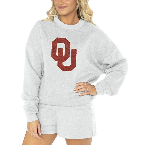 Women's Gameday Couture Ash Oklahoma Sooners Team Effort Pullover Sweatshirt & Shorts Sleep Set Unbranded