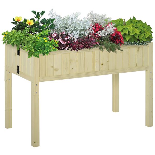 Outdoor Patio Balcony & Backyard Plant Box W/ Included Inner Liner & Wood Build Outsunny