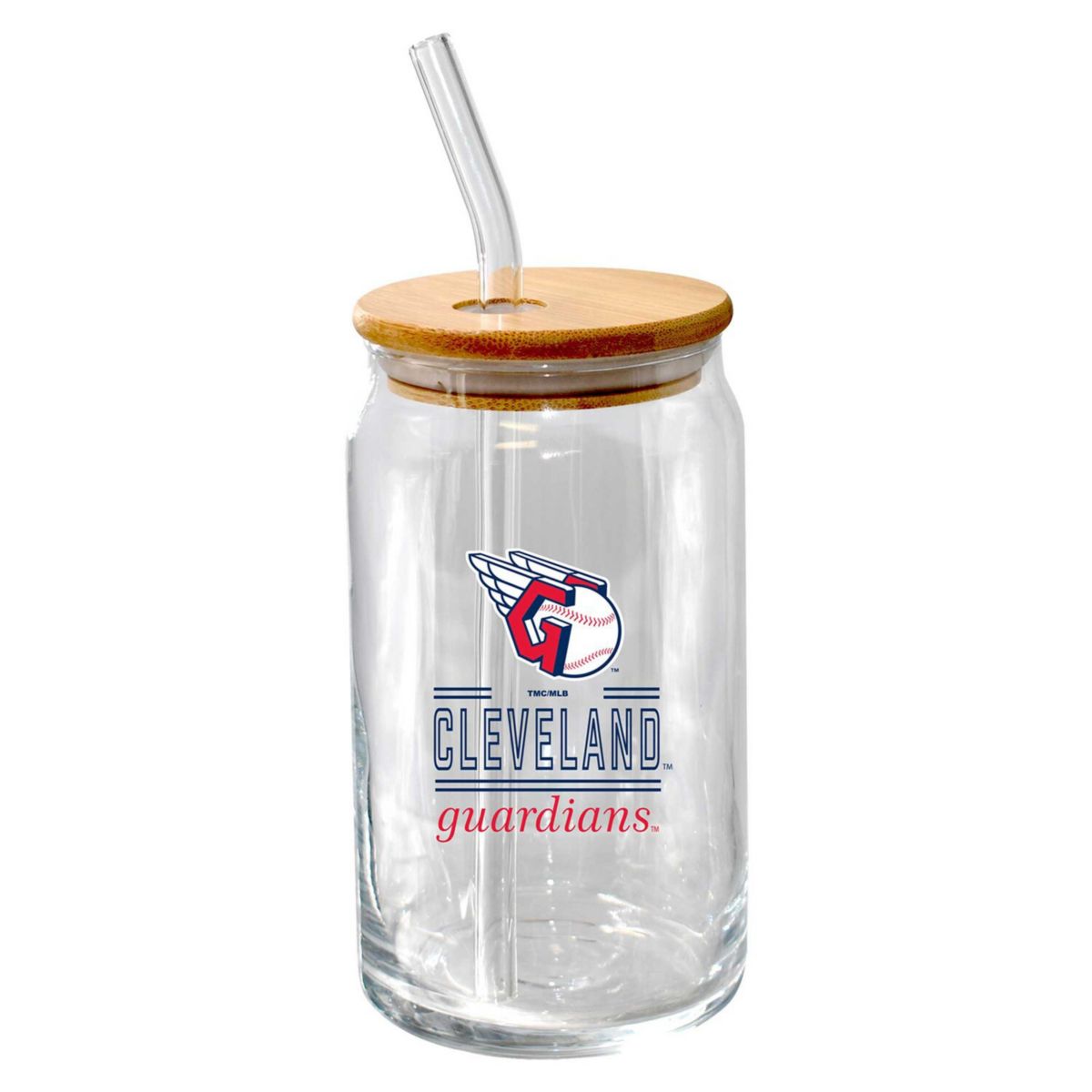 The Memory Company Cleveland Guardians 16oz. Classic Crew Beer Glass with Bamboo Lid The Memory Company