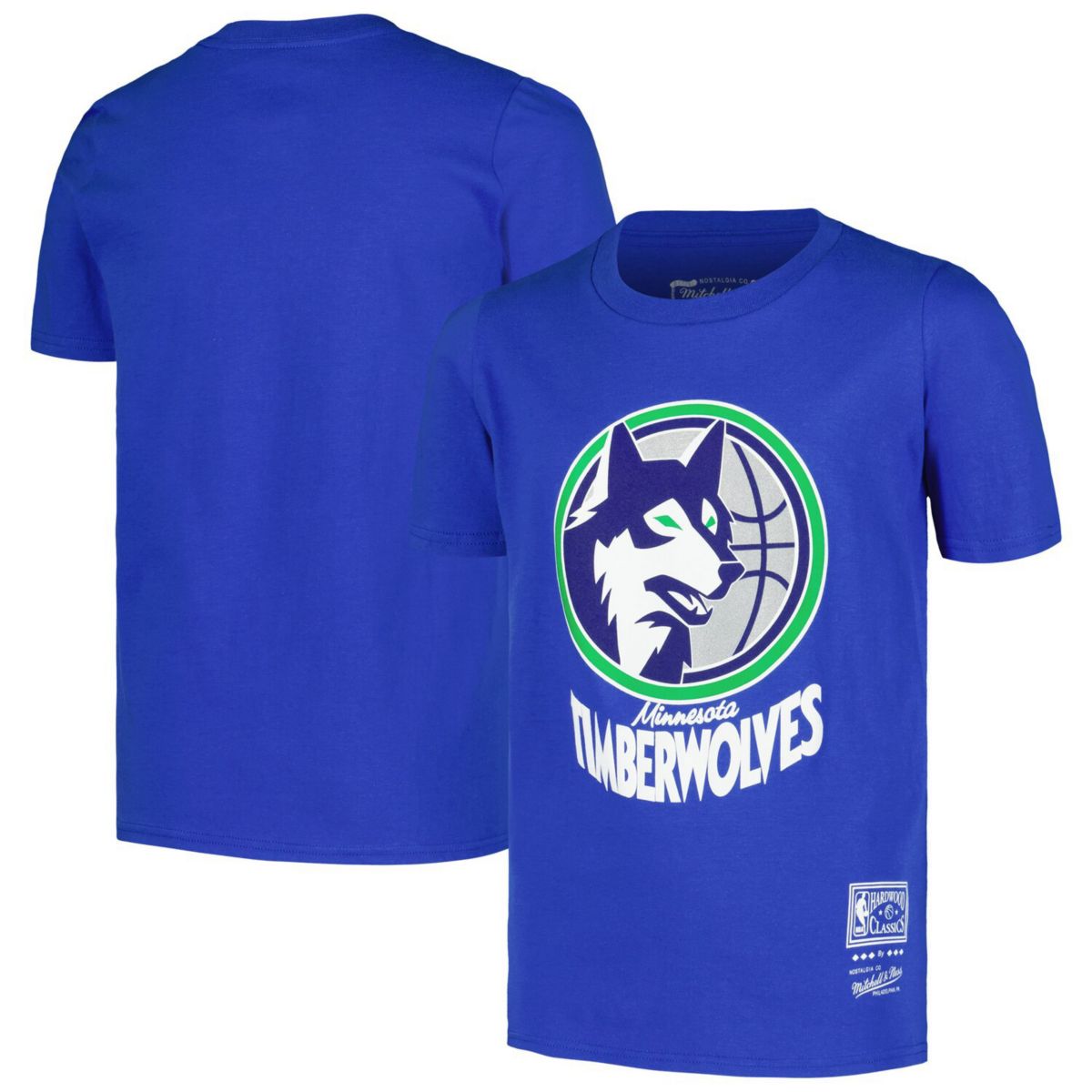 Youth Mitchell & Ness Blue Minnesota Timberwolves Hardwood Classics Retro Logo T-Shirt Mitchell & Ness