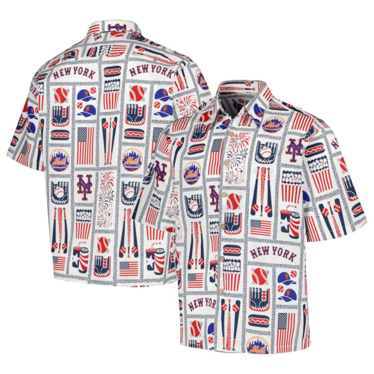 Men's Reyn Spooner White New York Mets Americana Button-Up Shirt Reyn Spooner