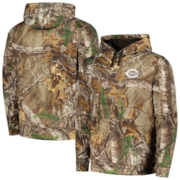 Men's Dunbrooke Camo Cincinnati Reds Champion Realtree Pullover Hoodie Dunbrooke