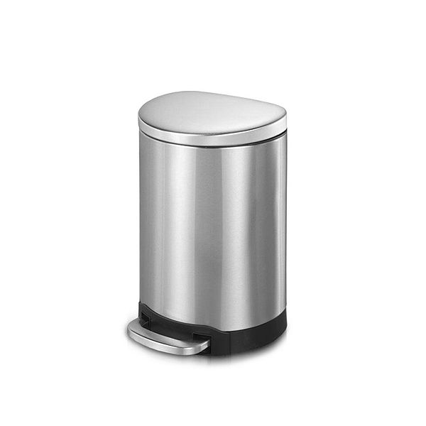 1.6 Gal./6 Liter Stainless Steel Semi-round Step-on Trash Can for Bathroom and Office Mega Casa