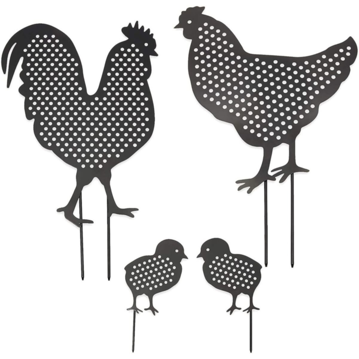 Farmlyn Creek Metal Chicken Sign Decor for Yard and Garden (3 Designs, 4 Pieces) Farmlyn Creek