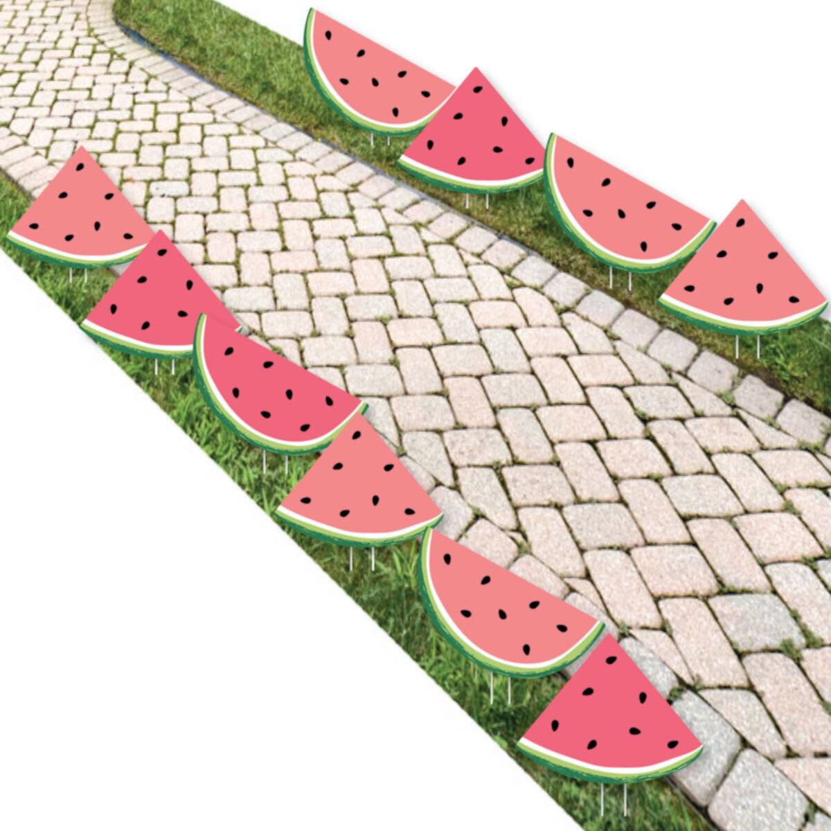 Big Dot of Happiness Sweet Watermelon - Lawn Decor - Outdoor Fruit Party Yard Decor - 10 Pc Big Dot of Happiness