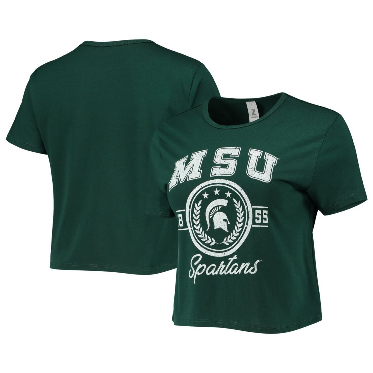 Women's ZooZatz Green Michigan State Spartans Core Laurels Cropped T-Shirt ZooZatz