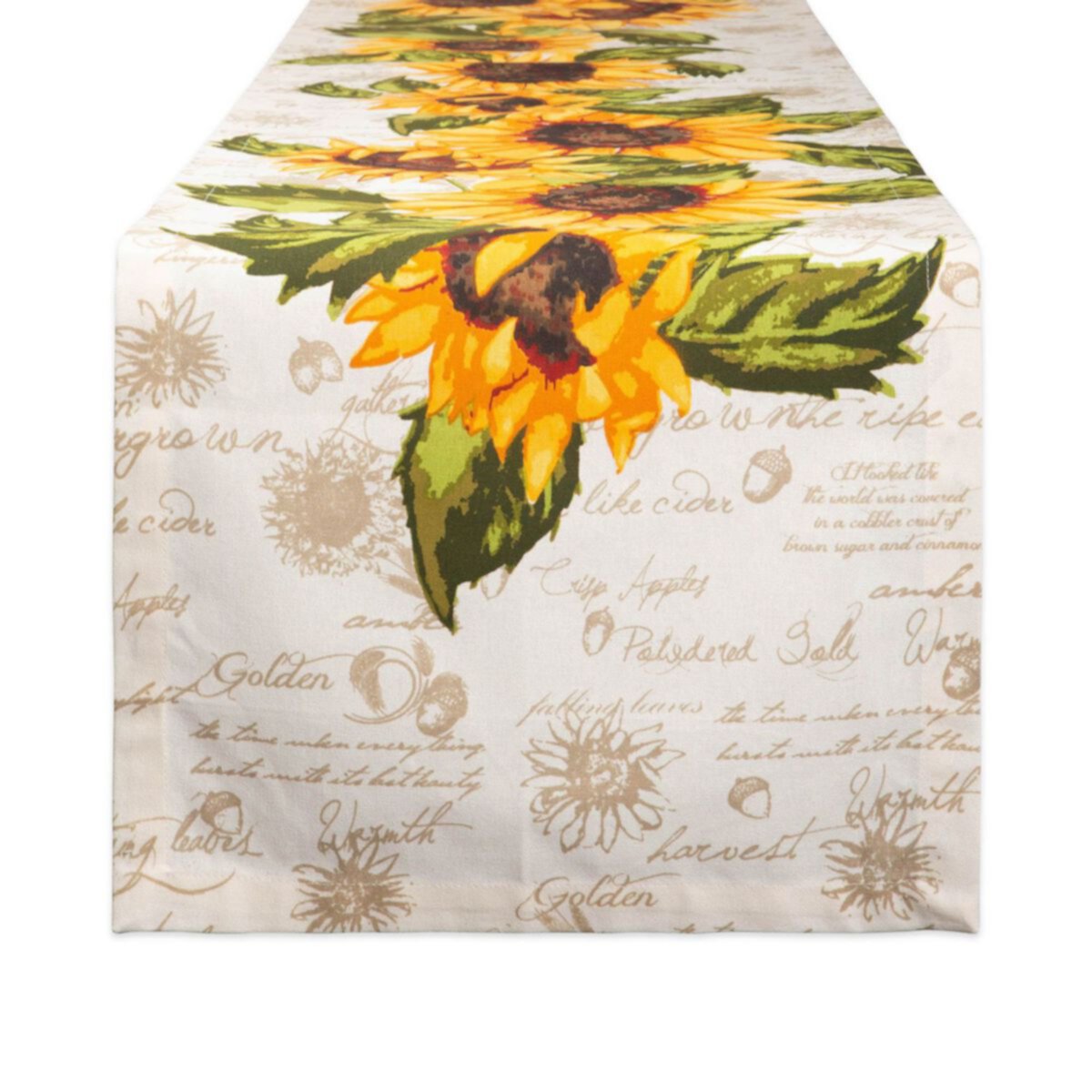 72&#34; Yellow and Green Sunflowers Printed Rectangular Table Runner Contemporary Home Living