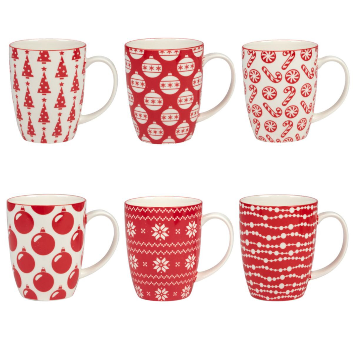 Certified International Set of 6 Peppermint Candy Mugs Certified International