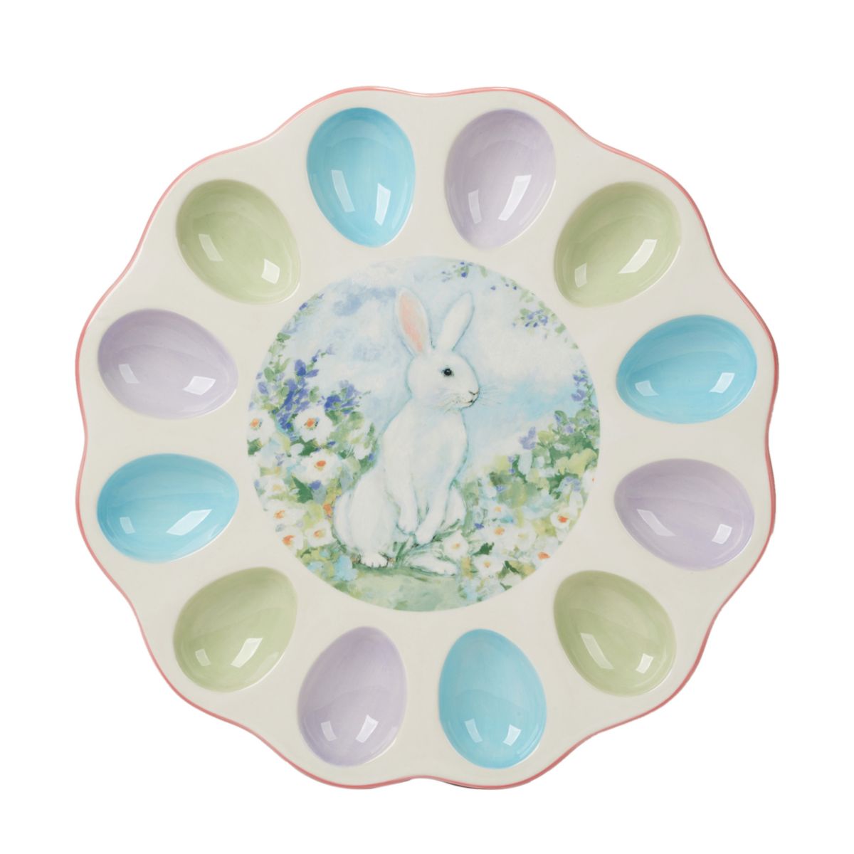 Certified International Easter Morning Round Deviled Egg Plate Certified International