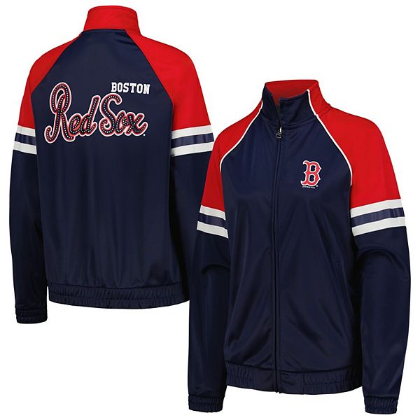 Women's G-III 4Her by Carl Banks Navy Boston Red Sox First Place Raglan Full-Zip Track Jacket In The Style