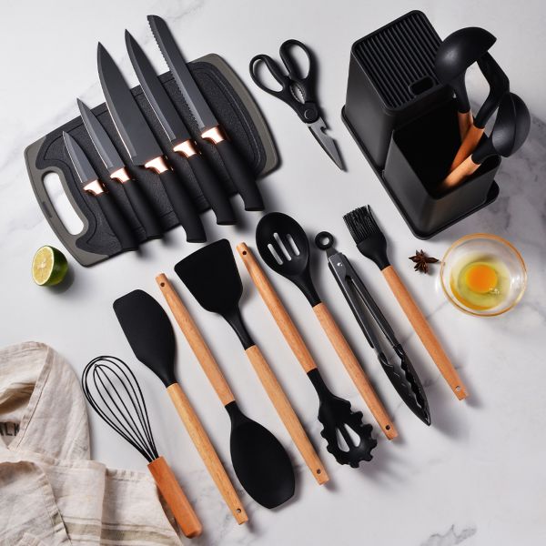 Silicone Cooking Utensils Set - Heat Resistant Kitchen Utensils, 19 Pieces Kitchen Utensil Set Mega Casa