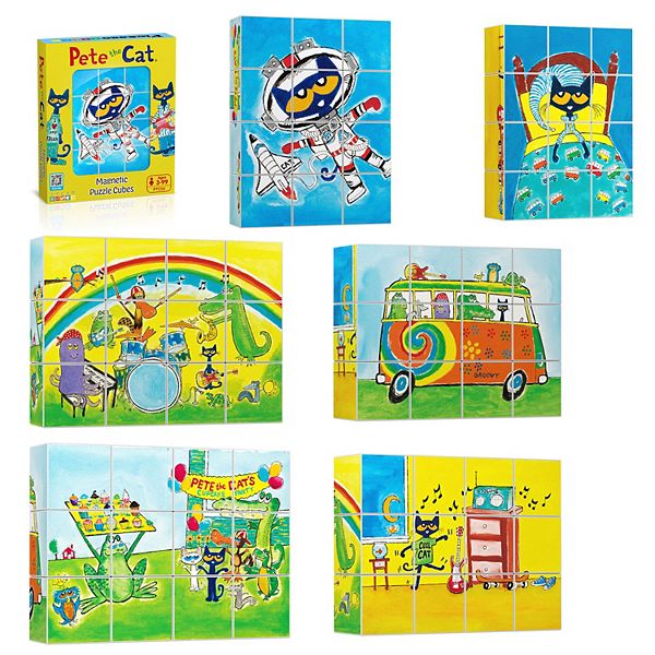 Picassotiles Pete The Cat Magnet Puzzle Building Block Cubes With 6 Cartoon Themes PicassoTiles