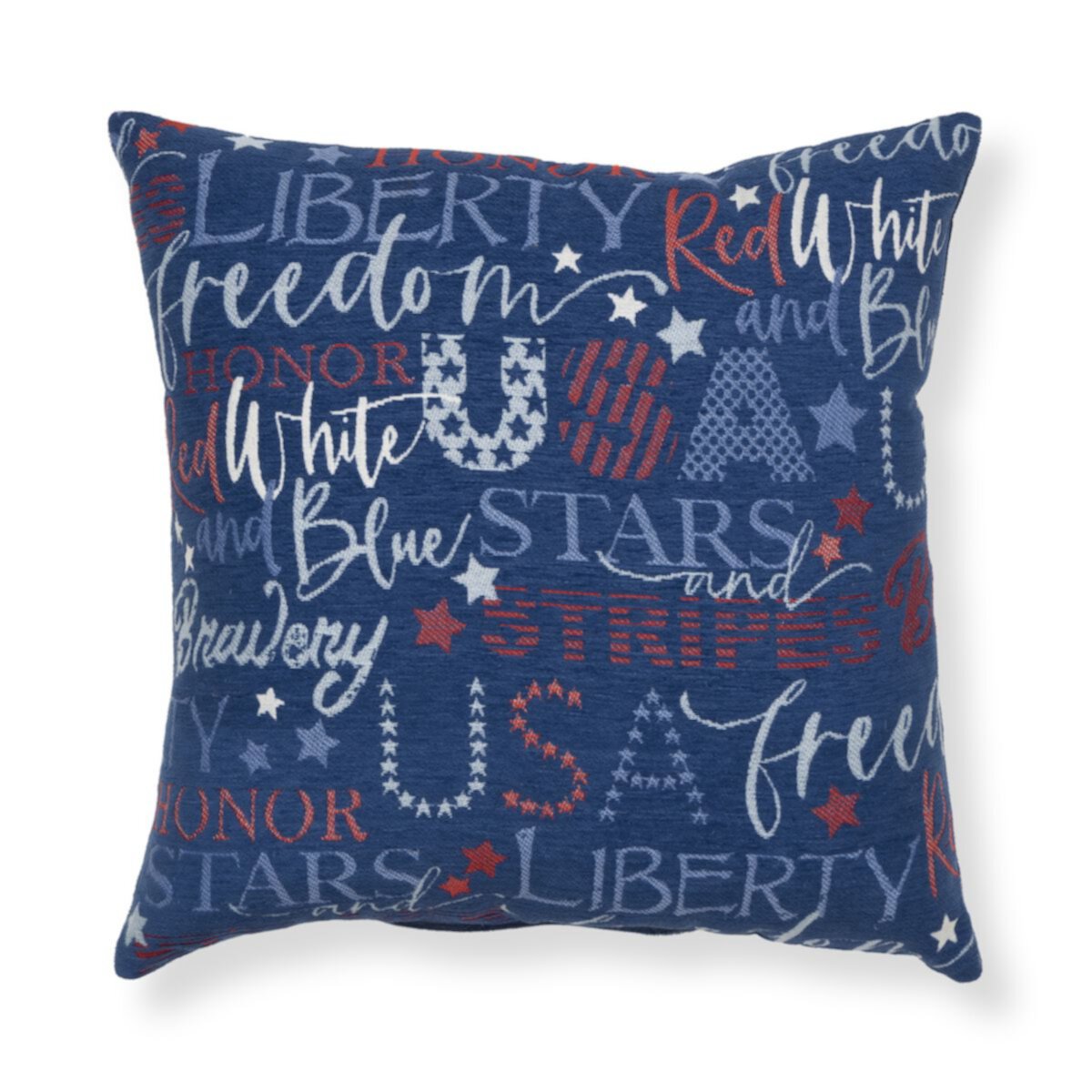 Americana Blue Tapestry USA Square Throw Pillow Celebrate Together