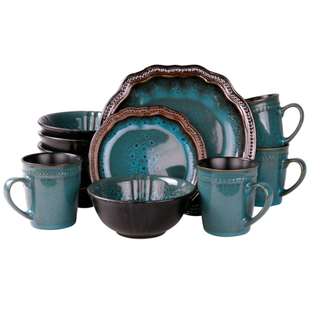 Elama's Mystic Waves 16 Piece Dinnerware Set Elama