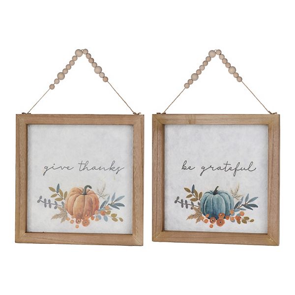 Melrose Beaded Grateful Thankful Sentiment Table Décor 2-piece Set Melrose