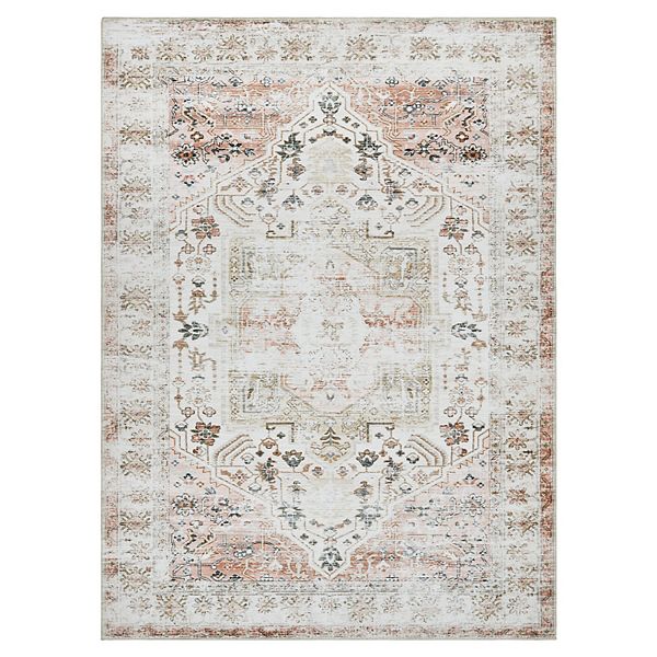 Glowsol Distressed Floral Print Washable Area And Vintage Throw Rug GlowSol