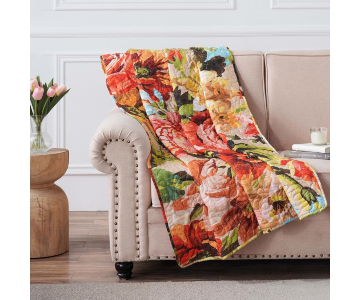 Greenland Home Senna Modern Boho Floral Quilted Throw 50x60-inch Greenland Home Fashions