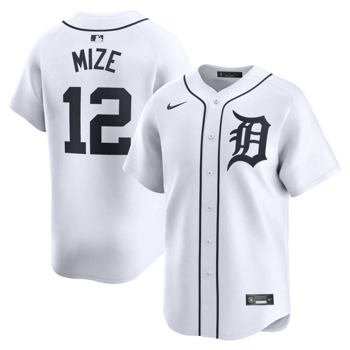 Мужская Футболка Nike Casey Mize Белая Домашняя Ограниченная Игровая Футболка Detroit Tigers Nitro USA