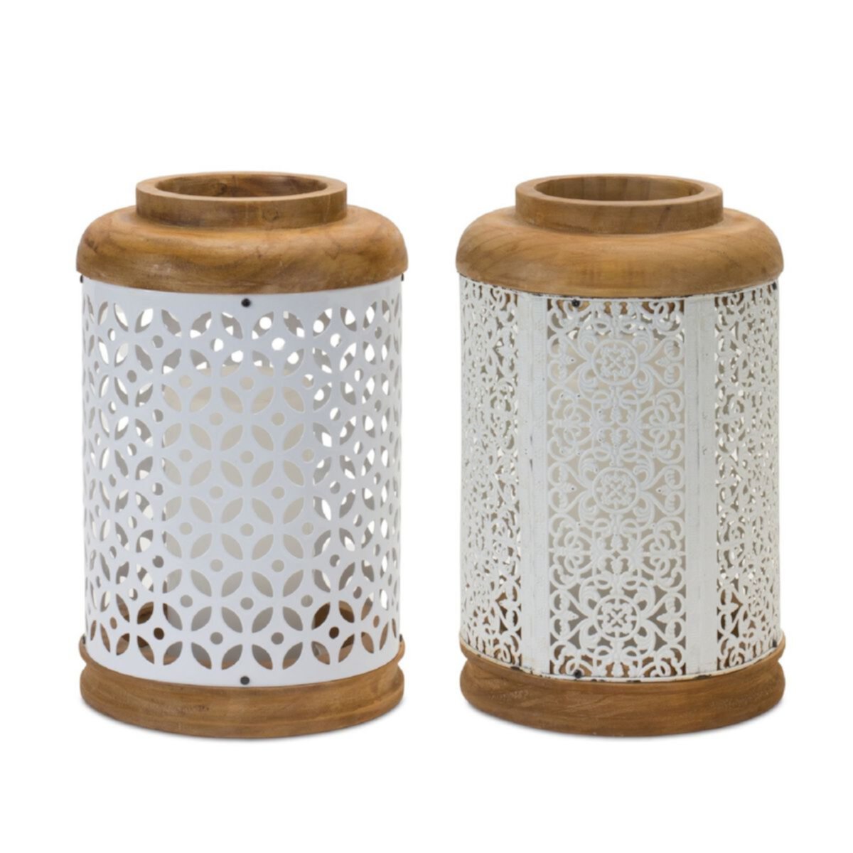 Geometric Punched Metal Lantern (set Of 2) Slickblue