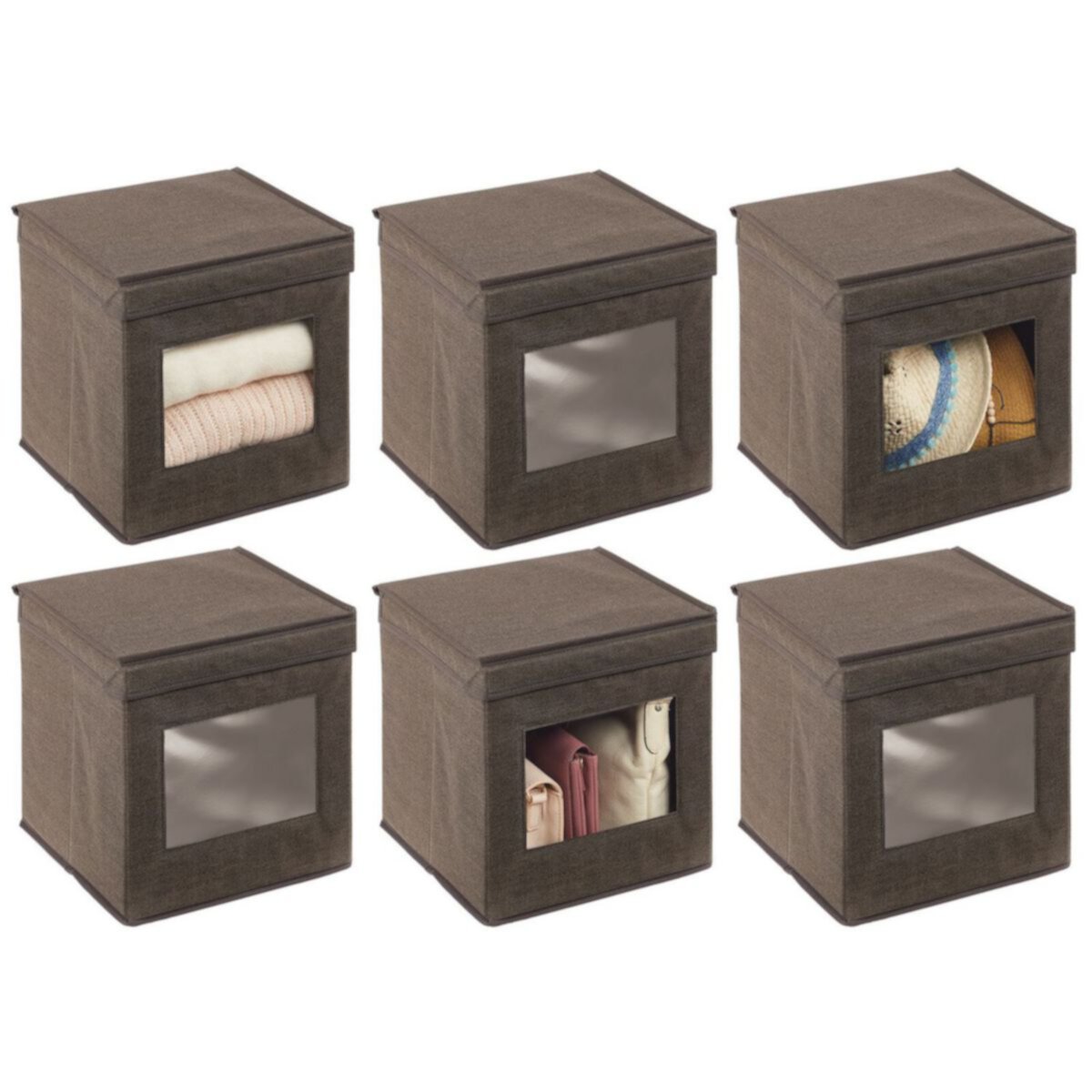 mDesign Fabric Stackable Cube Storage Organizer Box - 6 Pack MDesign