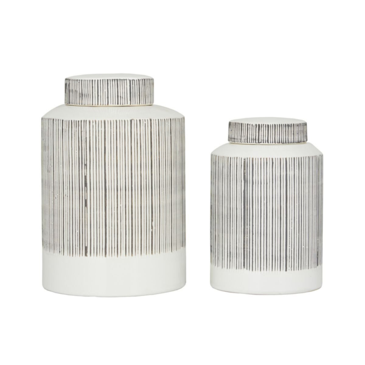CosmoLiving by Cosmopolitan Striped Decorative Jar Table Decor 2-piece Set CosmoLiving