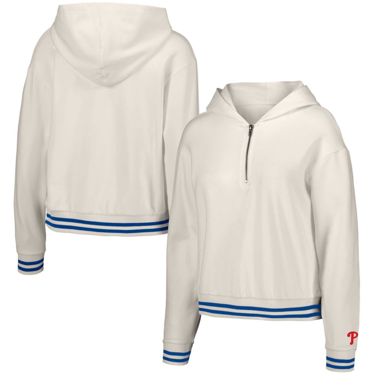 Women's Lusso  White Philadelphia Phillies Magnolia Tri-Blend Quarter-Zip Hoodie Lusso