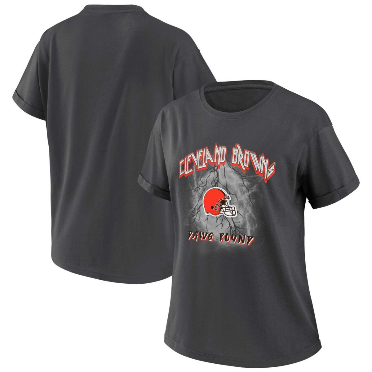 Women's WEAR by Erin Andrews Charcoal Cleveland Browns Boyfriend T-Shirt WEAR by Erin Andrews