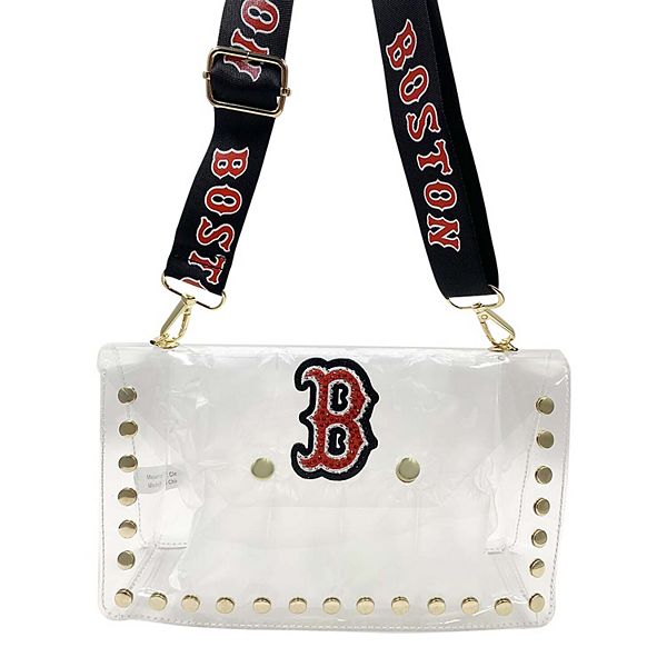 Прозрачная кроссбоди-сумка с кристаллами и логотипом Boston Red Sox, 16 см x 8 см x 26 см Cuce