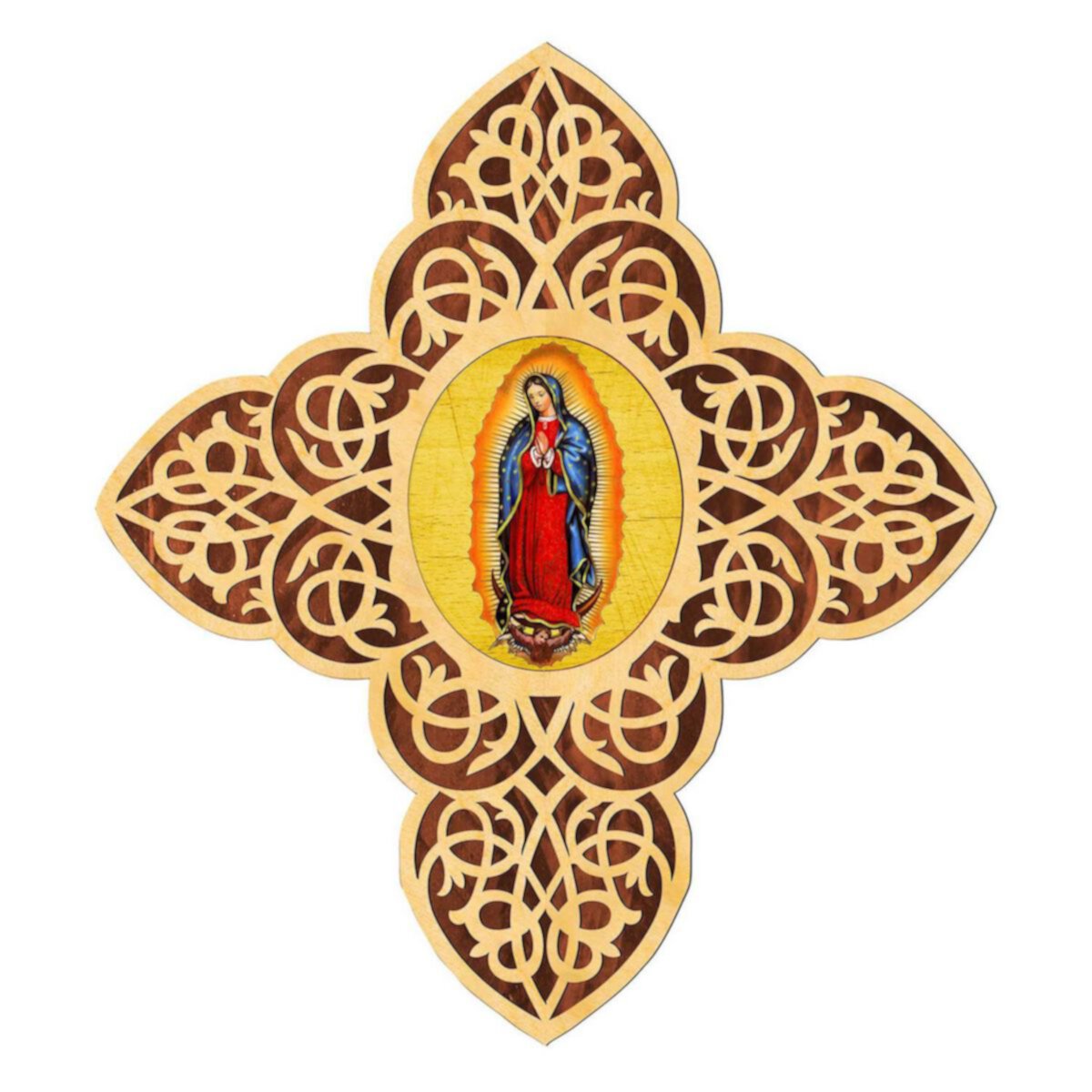 G.Debrekht Lady of Guadalupe Filigree Wooden Cross by Museum Icons Inspirational Icon Decor - 88432 G.DeBrekht