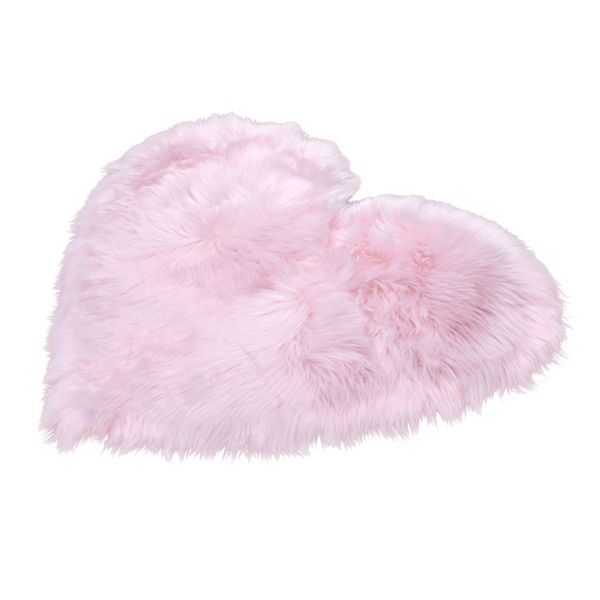 Walk on Me Faux Fur Super Soft Area Rug Pink Heart Walk on Me