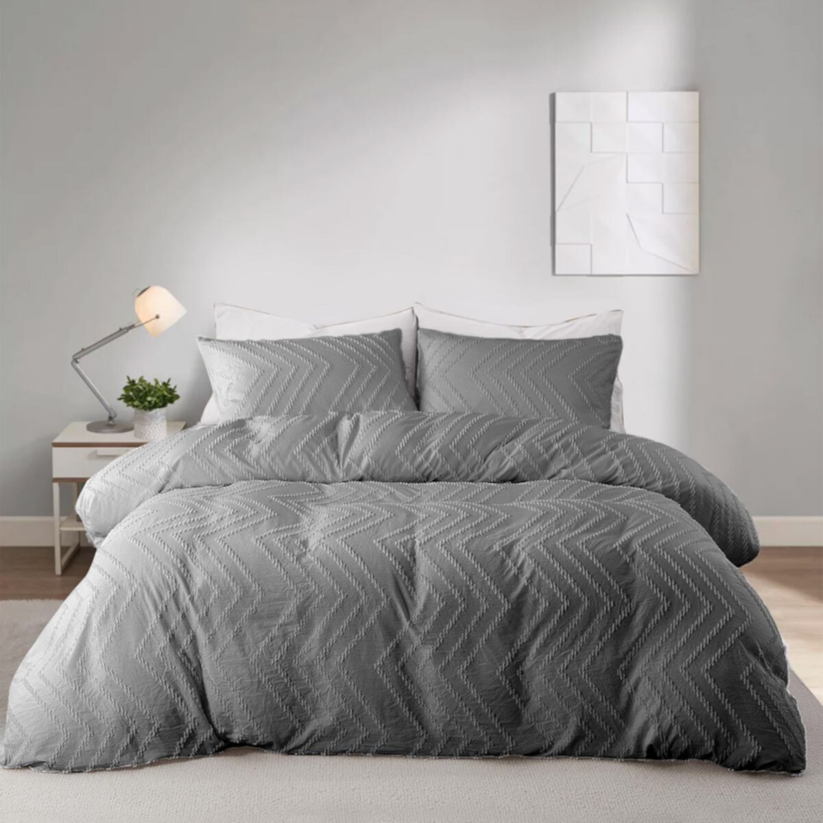 Unikome Soft Solid Clipped Duvet Cover Set with Corner Ties UNIKOME