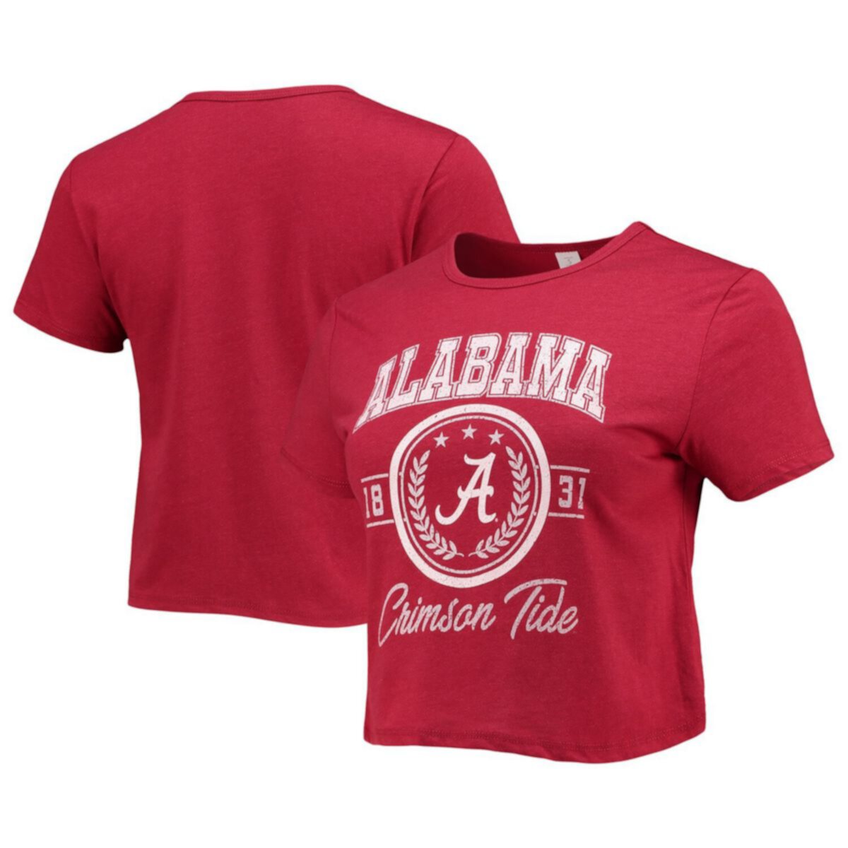 Women's ZooZatz Crimson Alabama Crimson Tide Core Laurels Cropped T-Shirt ZooZatz