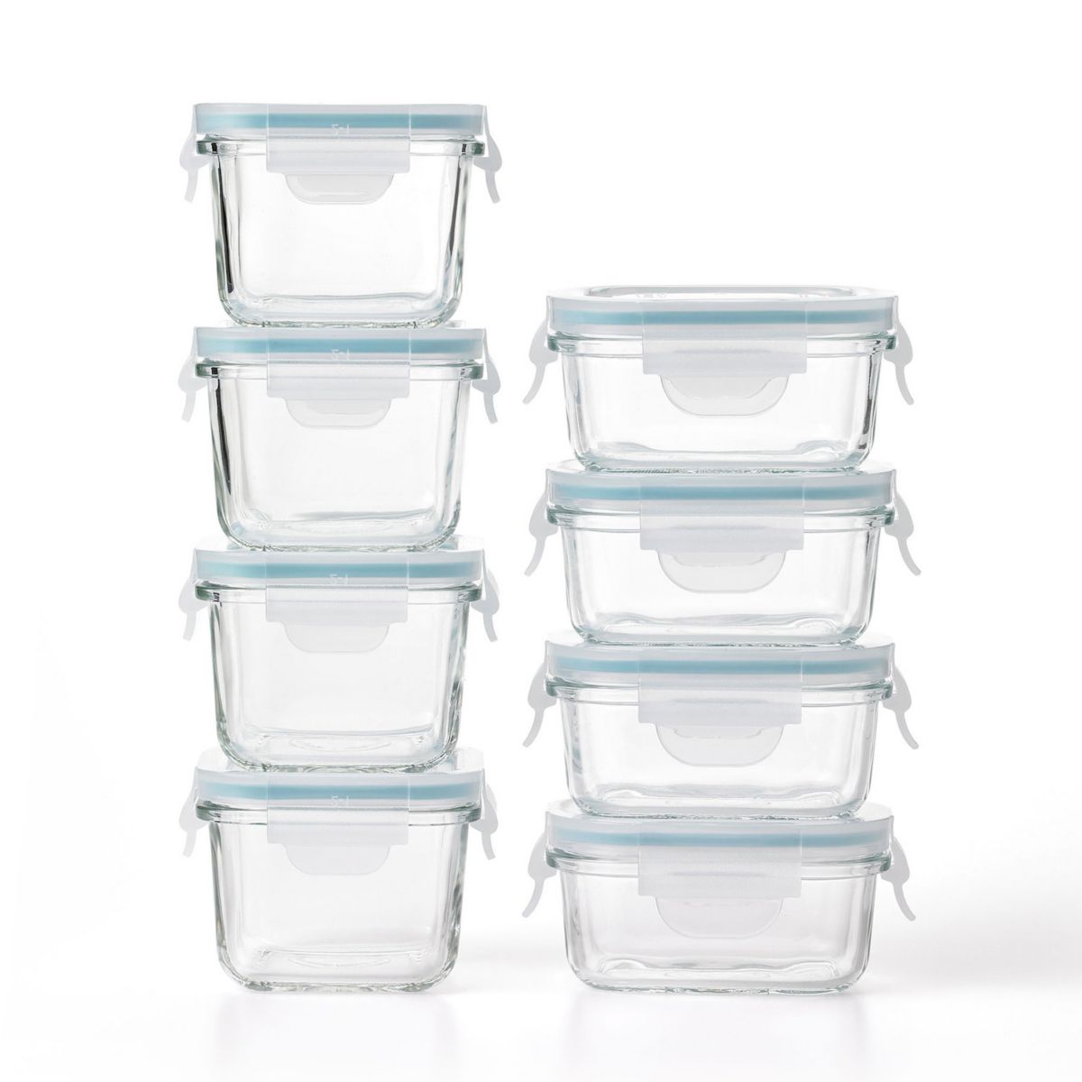 Glasslock Mini 5 and 7 Ounce Tempered Glass Food Storage Container Set, 8 Pieces Glasslock