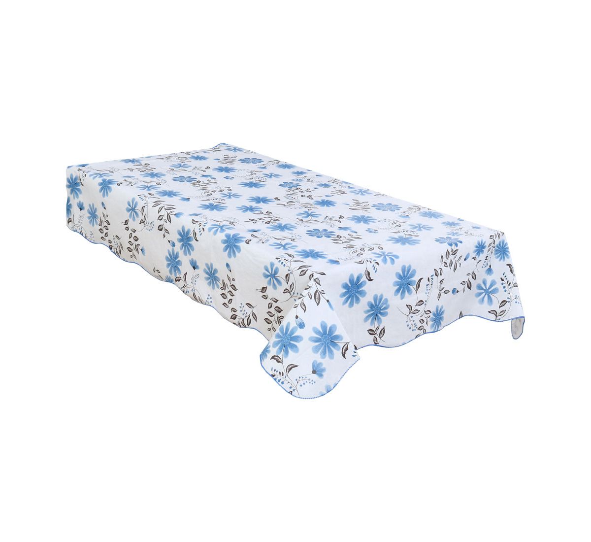 Vinyl Tablecloth Rectangle Tables 41&#34; X 60&#34; Blue Flower Pattern Water PiccoCasa