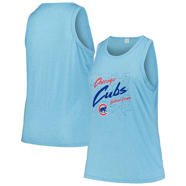 Women's Soft as a Grape Light Blue Chicago Cubs Plus Size Curvy High Neck Tri-Blend Tank Top Soft As A Grape