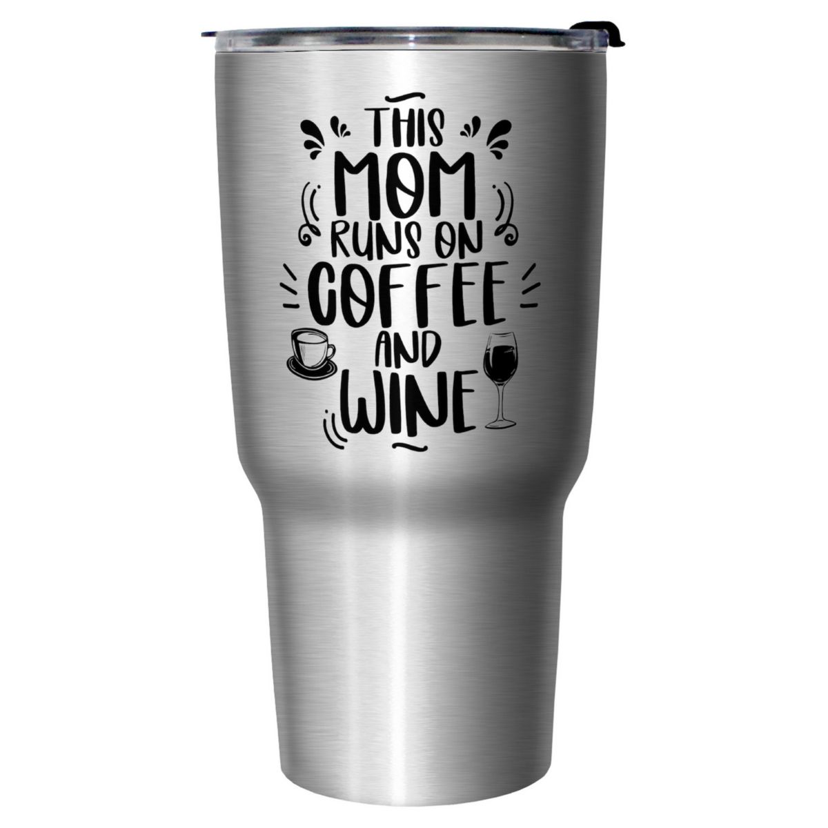 Mom Runs On Coffee And Wine 27-oz. Stainless Steel Travel Mug Unbranded