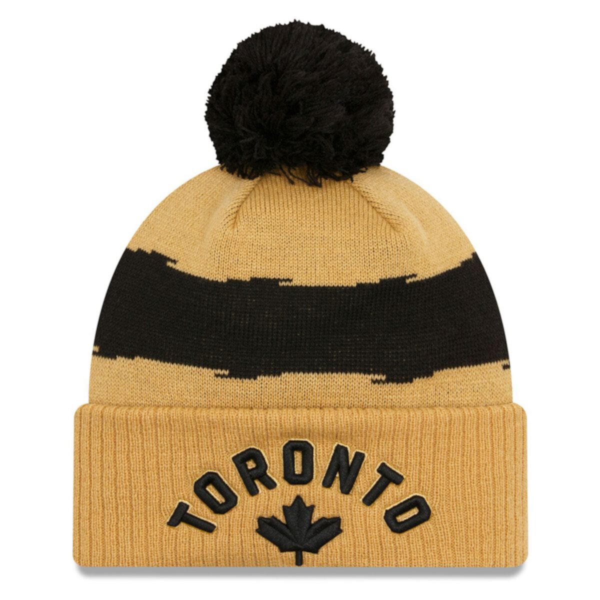 Men's New Era  Gold Toronto Raptors 2023/24 City Edition Cuffed Pom Knit Hat New Era x Staple