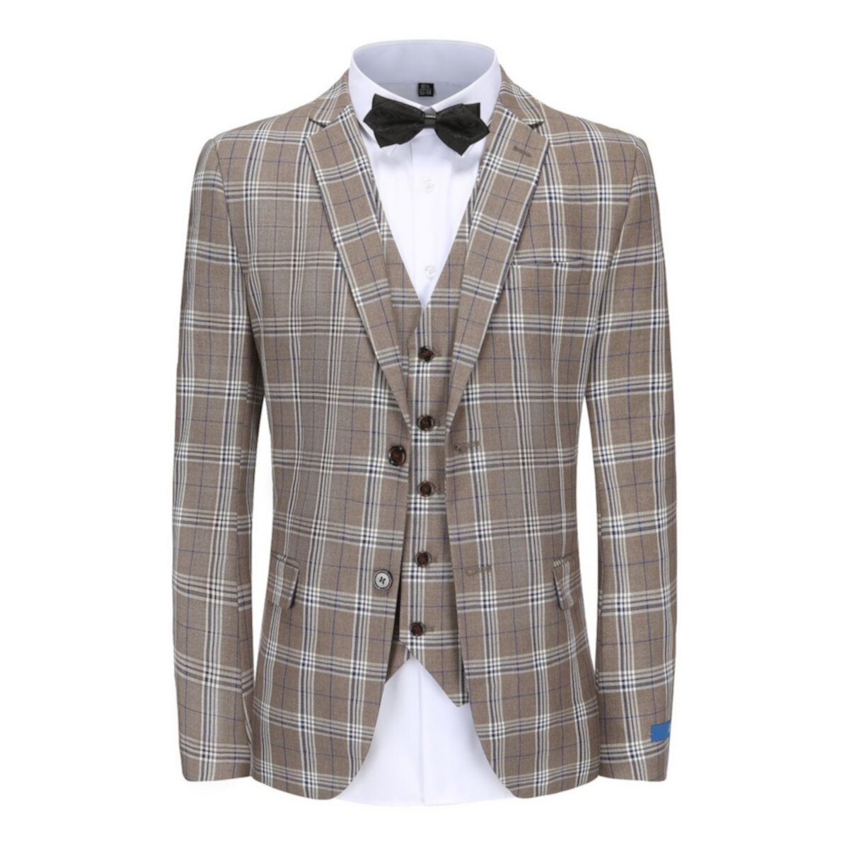 Men's 3-piece Checkered Plaid Slim Fit Suit Braveman