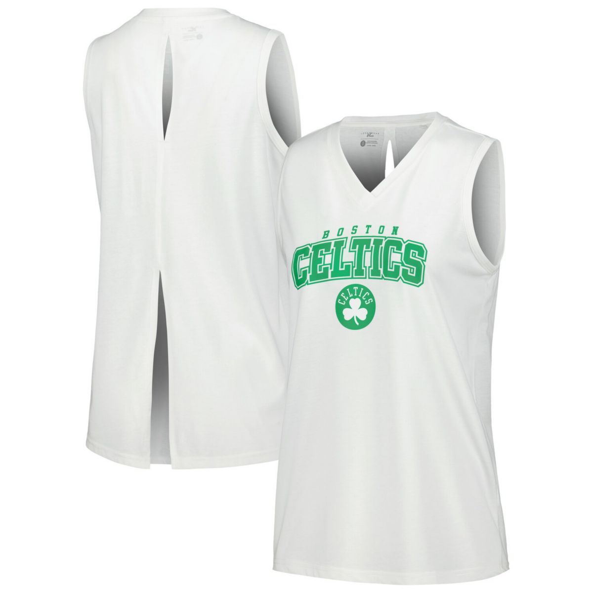 Women's Levelwear White Boston Celtics Paisley Peekaboo Tank Top LevelWear