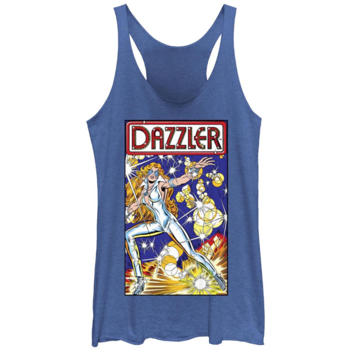 Juniors' Dazzler Fierce Cover Graphic Racerback Tank Marvel