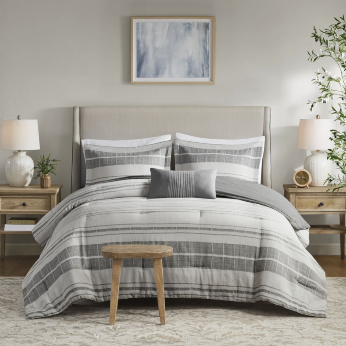 Madison Park Nico 4-Piece Stripe Comforter Set with Throw Pillow Madison Park