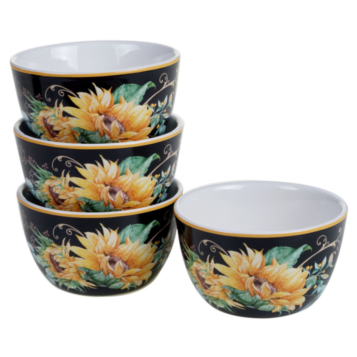 Certified International Sunflower Fields 4-piece Ice Cream Bowl Set Certified International