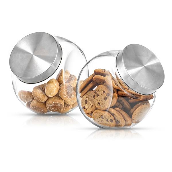 JoyFul 2-Pack Round Glass Cookie Jar with Airtight Lid JoyJolt